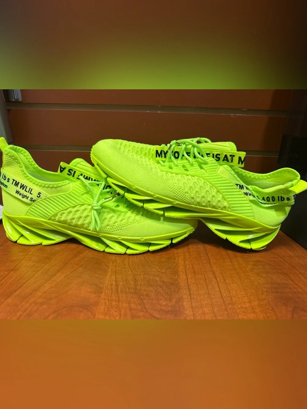 Neon Green Knit Chunky Athletic Sneakers Size 45